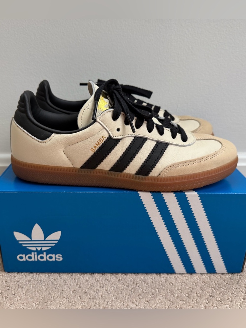 Adidas Samba OG Sneakers — Black & Cream with Gum Sole - Picture 2 of 11
